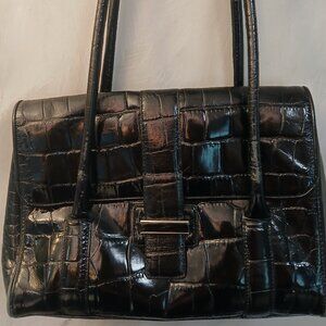 Ann Taylor Stunning Leather "Croc" Satchel